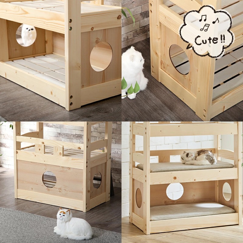 ペットベッド＆キャットタワー ウィリス ネコ家具 ペット家具 5段ベッド 天然木 無垢材 パイン