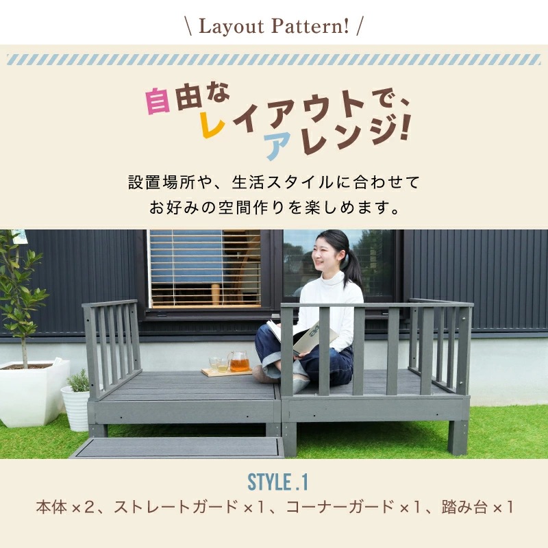 耐候性のある人工木製 ウッドデッキ