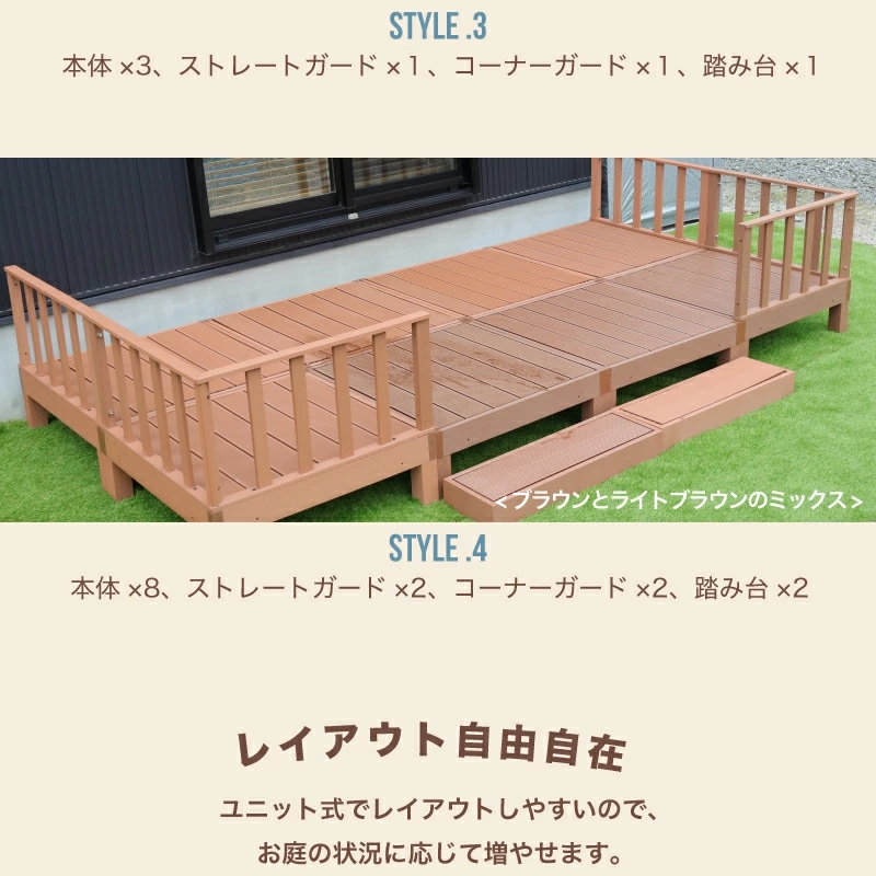 耐候性のある人工木製 ウッドデッキ