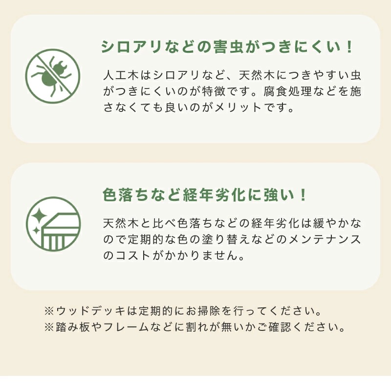 耐候性のある人工木製 ウッドデッキ