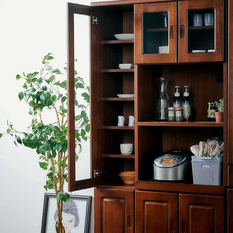 セレイア 国産 食器棚 幅90 レンジ 完成品 キッチンボード