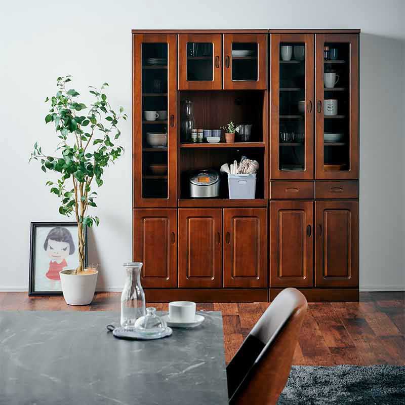 セレイア 国産 食器棚 幅90 レンジ 完成品 キッチンボード