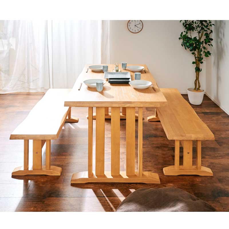 花月 ダイニングテーブルセット 150ダイニング3点 130ベンチ2