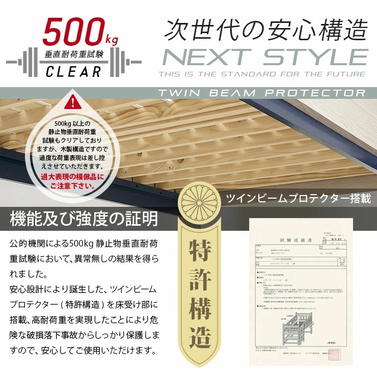 ロフトベッド イーニー Mid basicⅡ ナチュラル×ダーク【引取りのみ】 ロフトベッド Mid 宮棚照明付き イーニー システムベット 高耐荷重