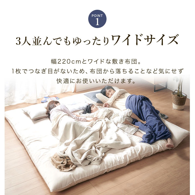 ワイド敷ふとんMカバー付 220×200