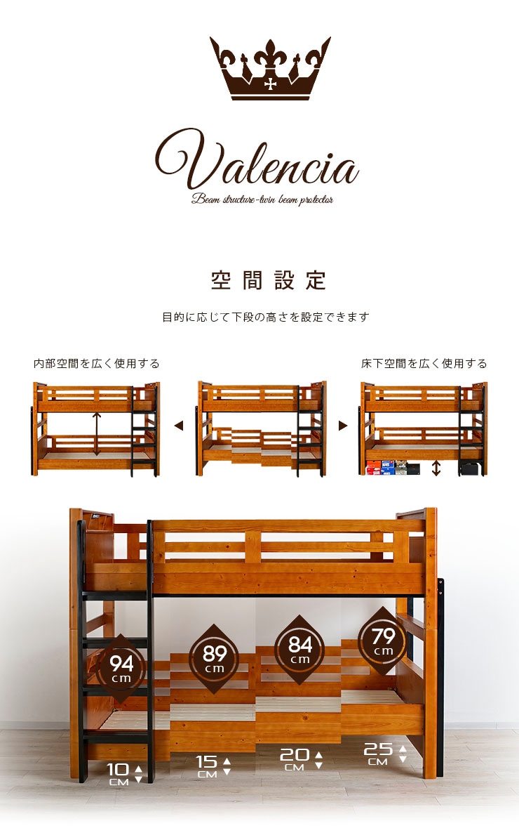 2段ベッド バレンシア ノーマル+薄型COZY 2枚