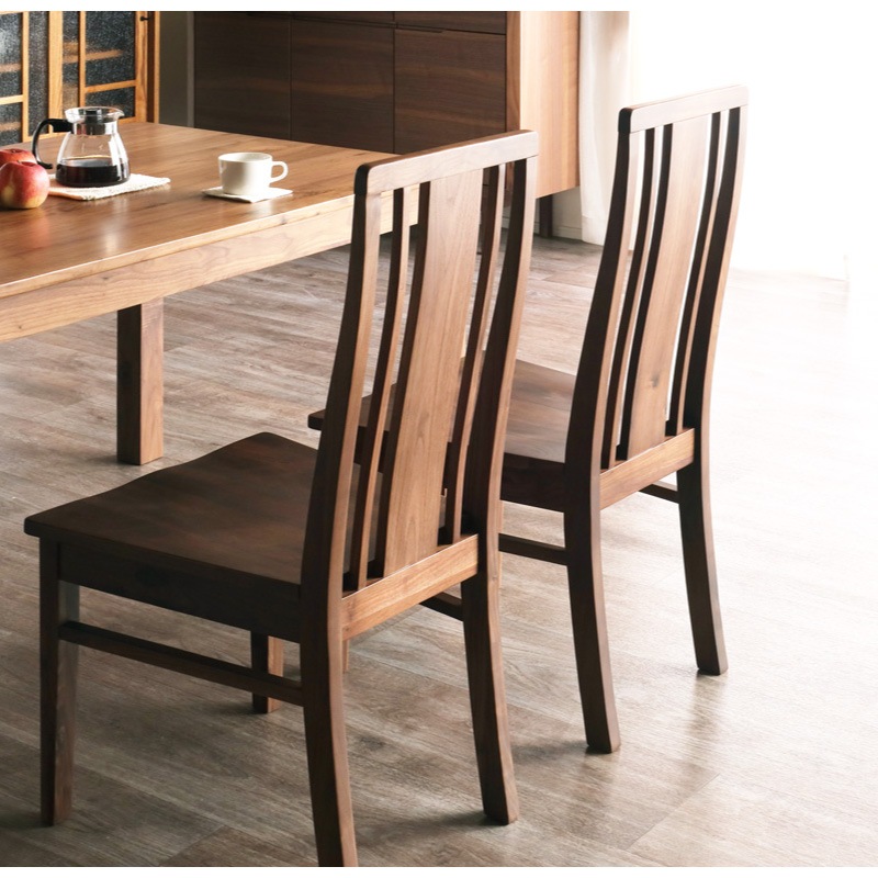 ウォールナット無垢材 シエル135ダイニング5点(板座/WN)