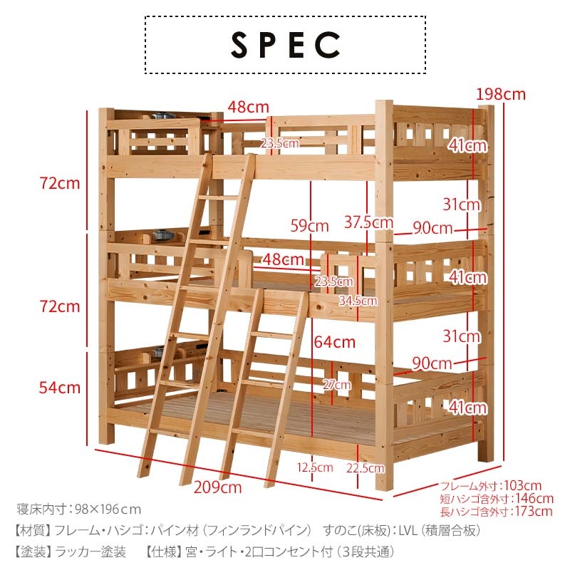 Trinity 3段ベッド
