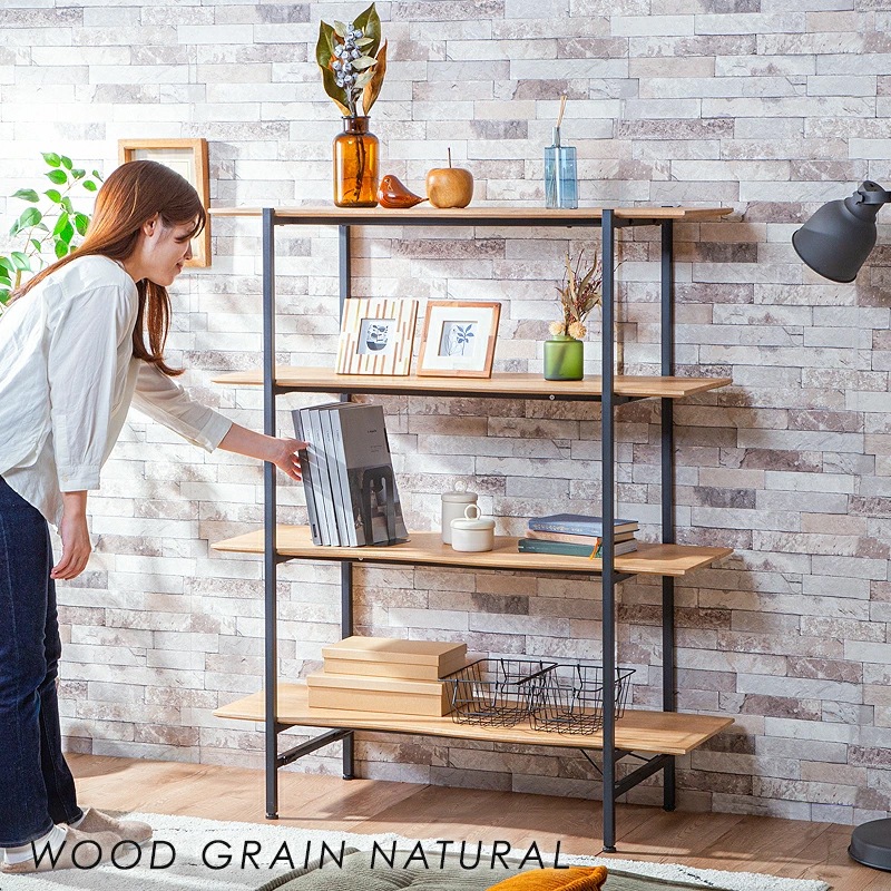 トレス シェルフ4段ウェーブ オープンシェルフ