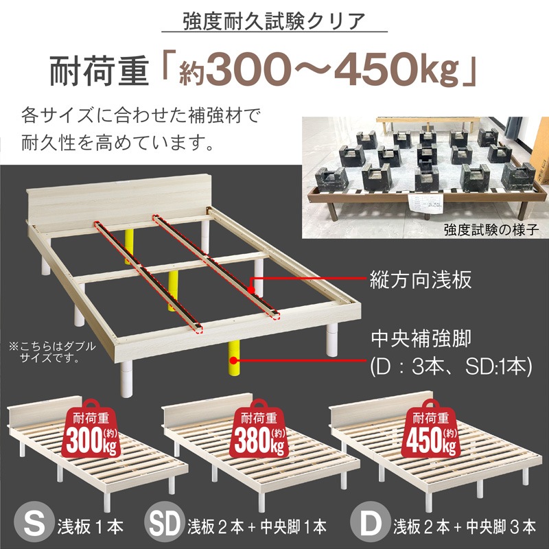 すのこベッド シングル 宮付き コンセント付 3段階高さ調節 木製 S ベッドフレーム 北欧 ナチュラル 高耐荷重 ブラウン グレー クライン