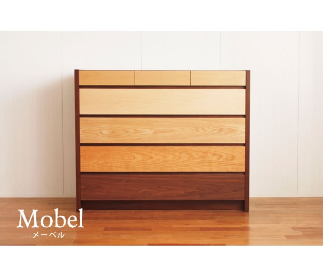 ナチュラルウッド 5段チェスト ナチュラルウッド 5段チェスト キャスター付き