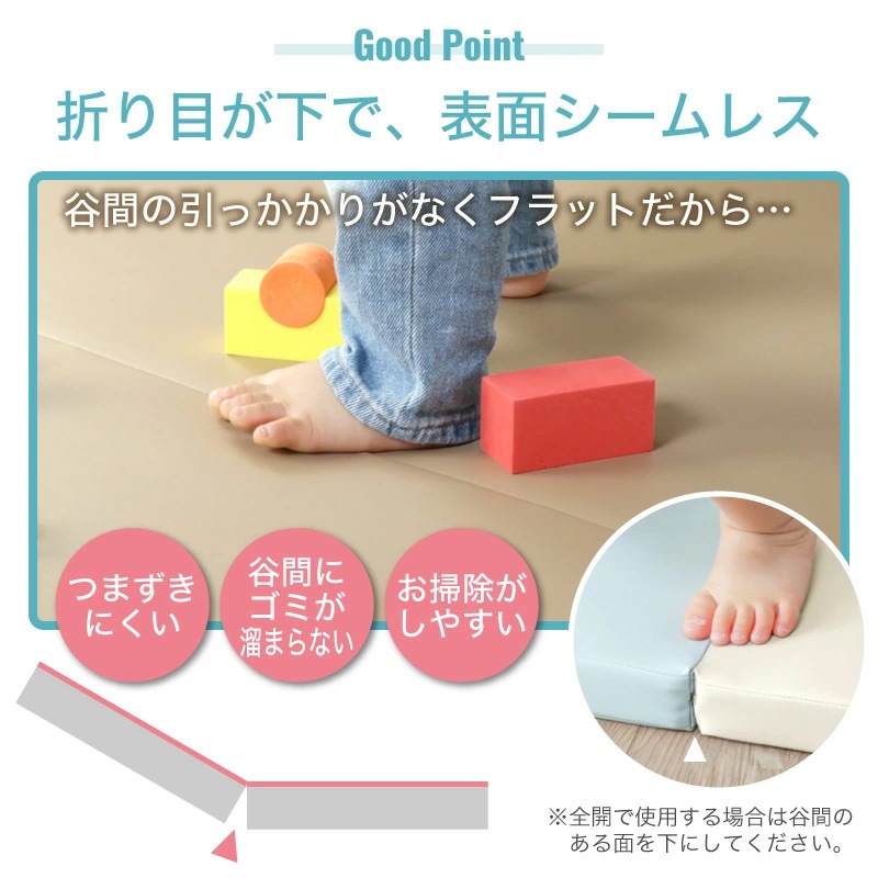 防音プレイマット 2つ折り式 丸140cm ベビー プレイマット