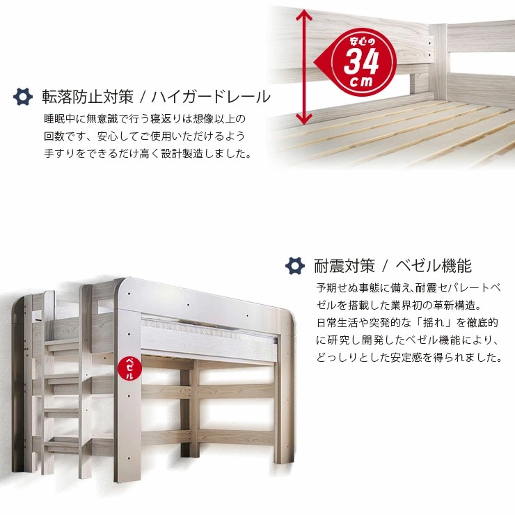 ロフトベッド ハニー＋薄型COZY1枚