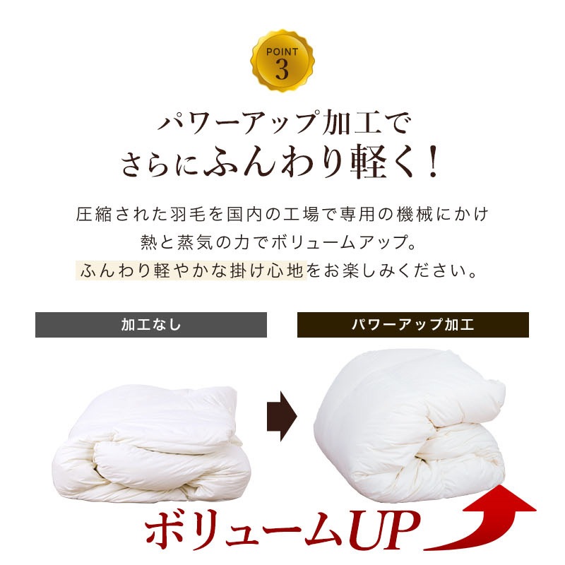 羽毛布団 ホワイトダウン 90%エクセルゴールド移動防止立体キルト25マス DL