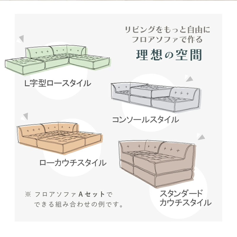 フロアソファ セット 単品 フロアソファー組み合わせ自由 コンパクト 低反発 ローソファ １人掛け