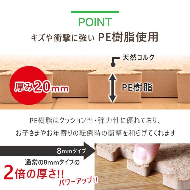 ジョイントマットコルク 0.8cm厚 2cm厚 3畳 から 8畳 用