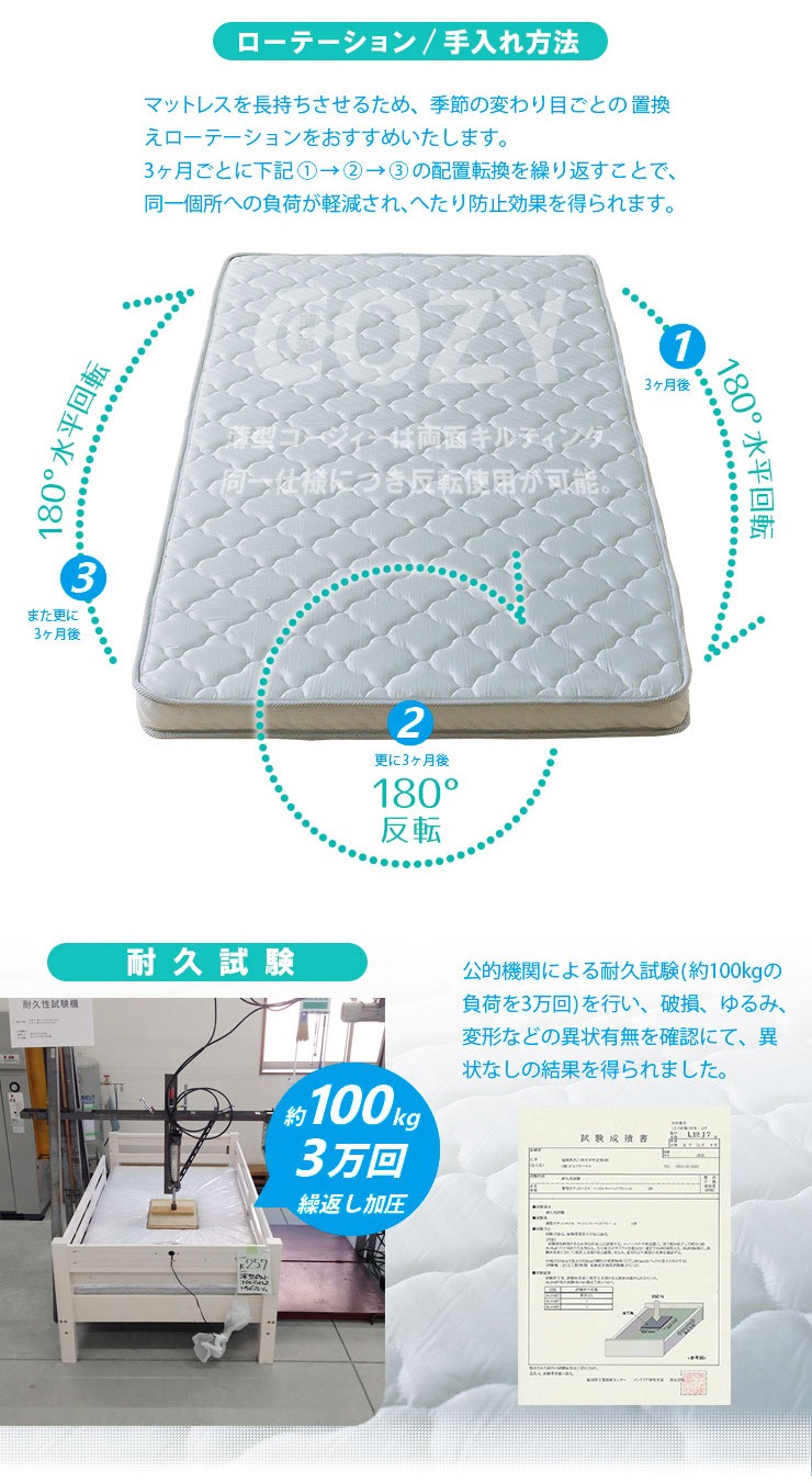 マットレス Ko 薄型 ポケットコイルマットレス シングル 9cm COZY | ふとん・枕