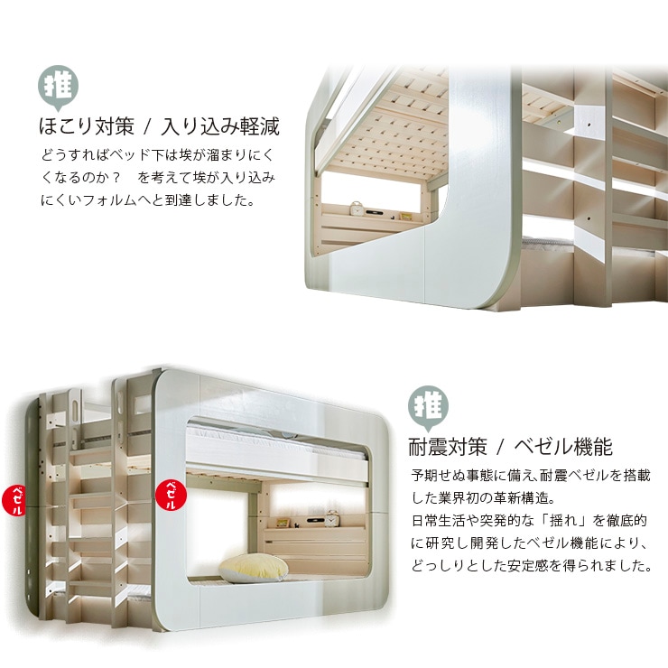 コロニー 2段ベッド シングルベッド 耐荷重700kg 耐震構造 特許構造