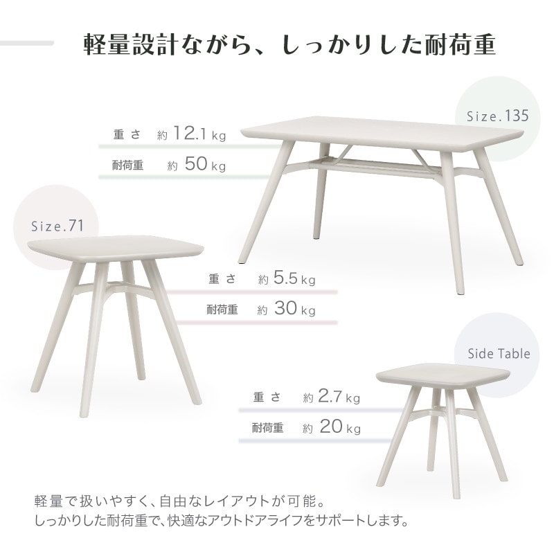 スフィア ガーデンテーブル 幅51cm・71cm・135cm