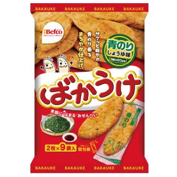 栗山米菓　ばかうけ　青のりしょうゆ味　１８枚×１２袋