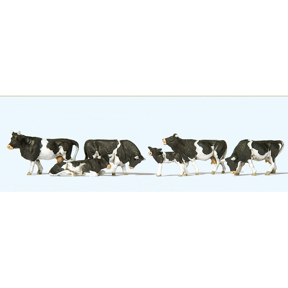 牛（白黒 ホルスタイン種） 6頭 ：プライザー 塗装済完成品 HO(1/87