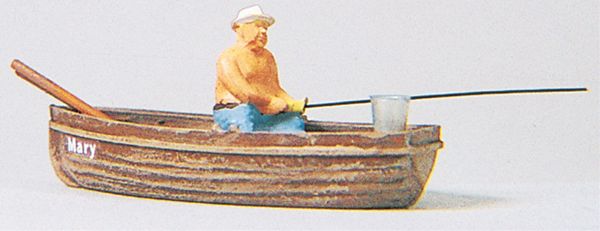 船に乗った釣り人（手漕ぎボートの釣人） ：プライザー 塗装済