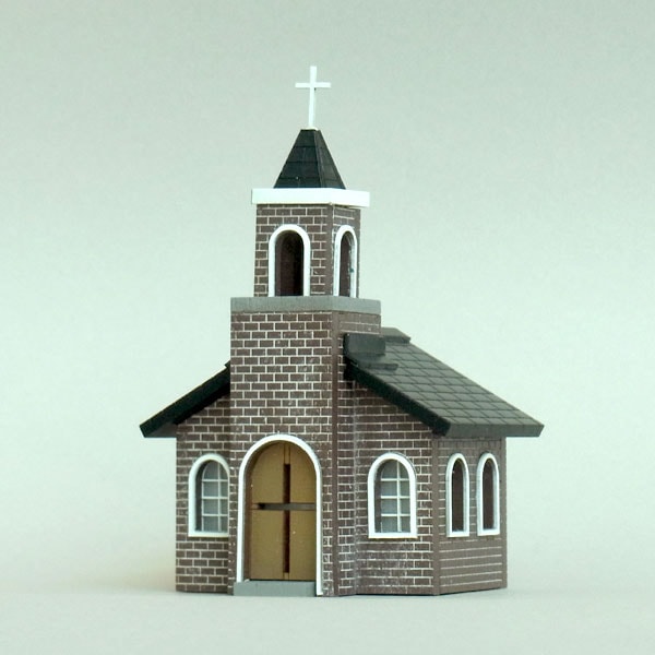 住宅006B（教会） ：創造堂 塗装済完成品 HO(1/87～1/80) HOS-006B