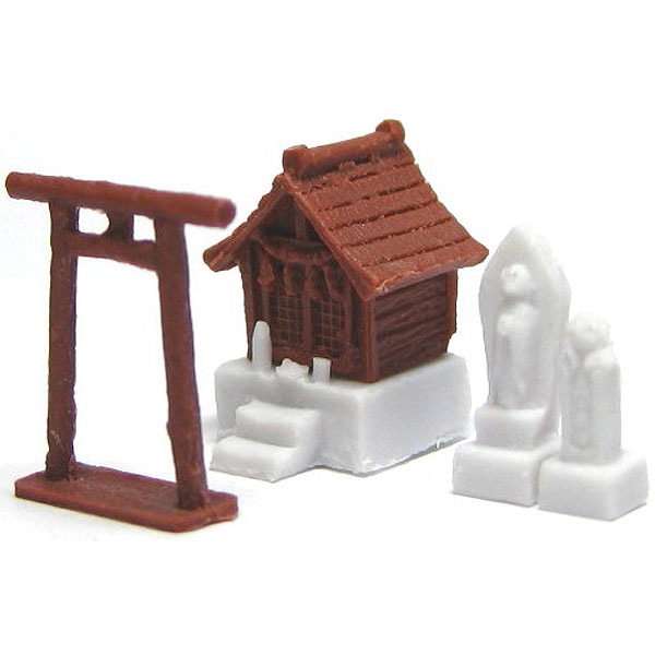 古びた祠（ほこら） 鳥居、お地蔵さん付き ：YSK 未塗装キット N