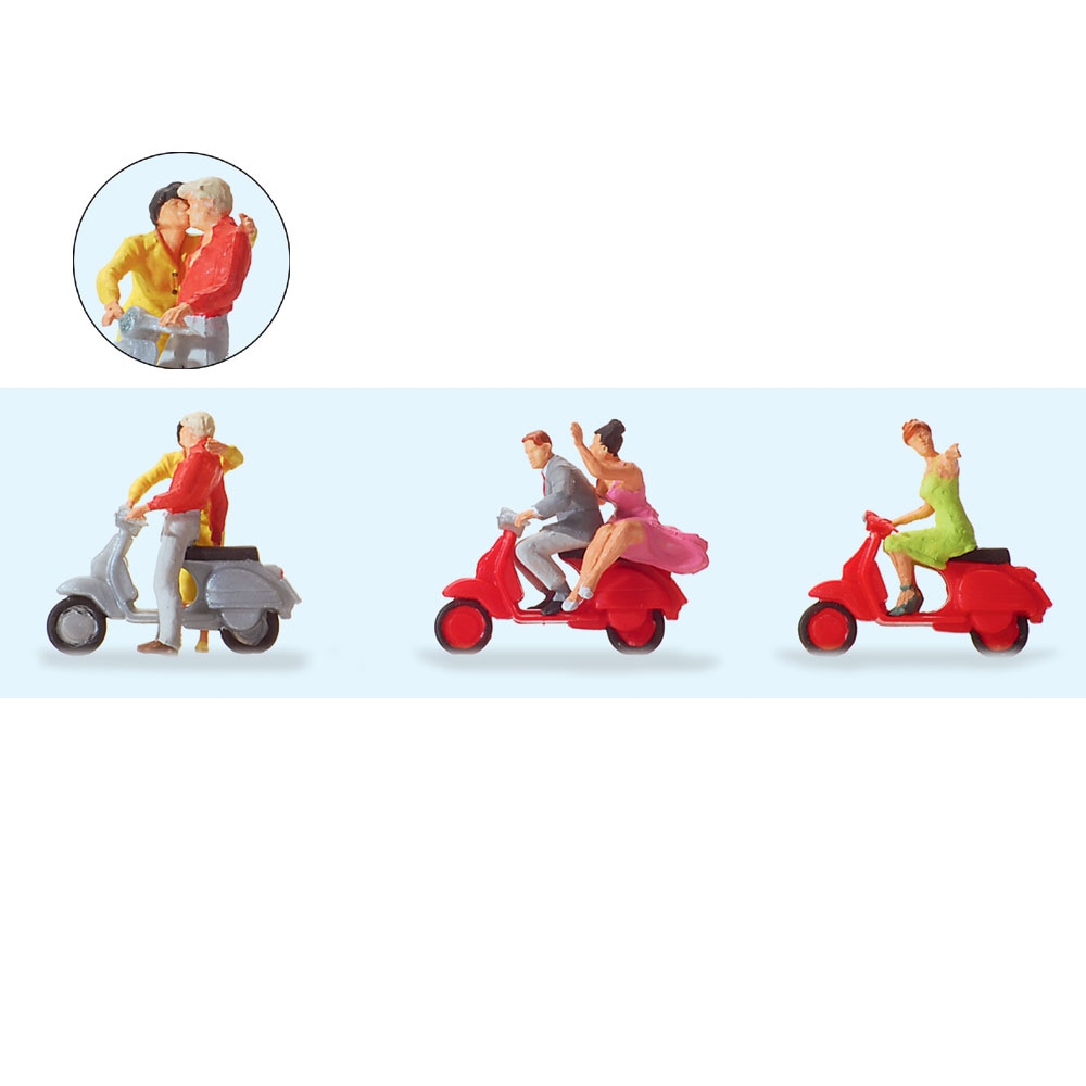 ベスパ(Vespa)に乗った人々 ：プライザー 塗装済完成品 HO(1/87) 10607 人物,街角・通行人,人形2cm 1/87～80 HO