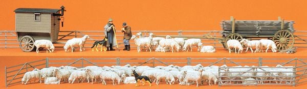 Preiser-Super-Set 13003 羊飼いセット スーパーセット 羊80頭と羊飼い ：プライザー 塗装済完成品 HO(1