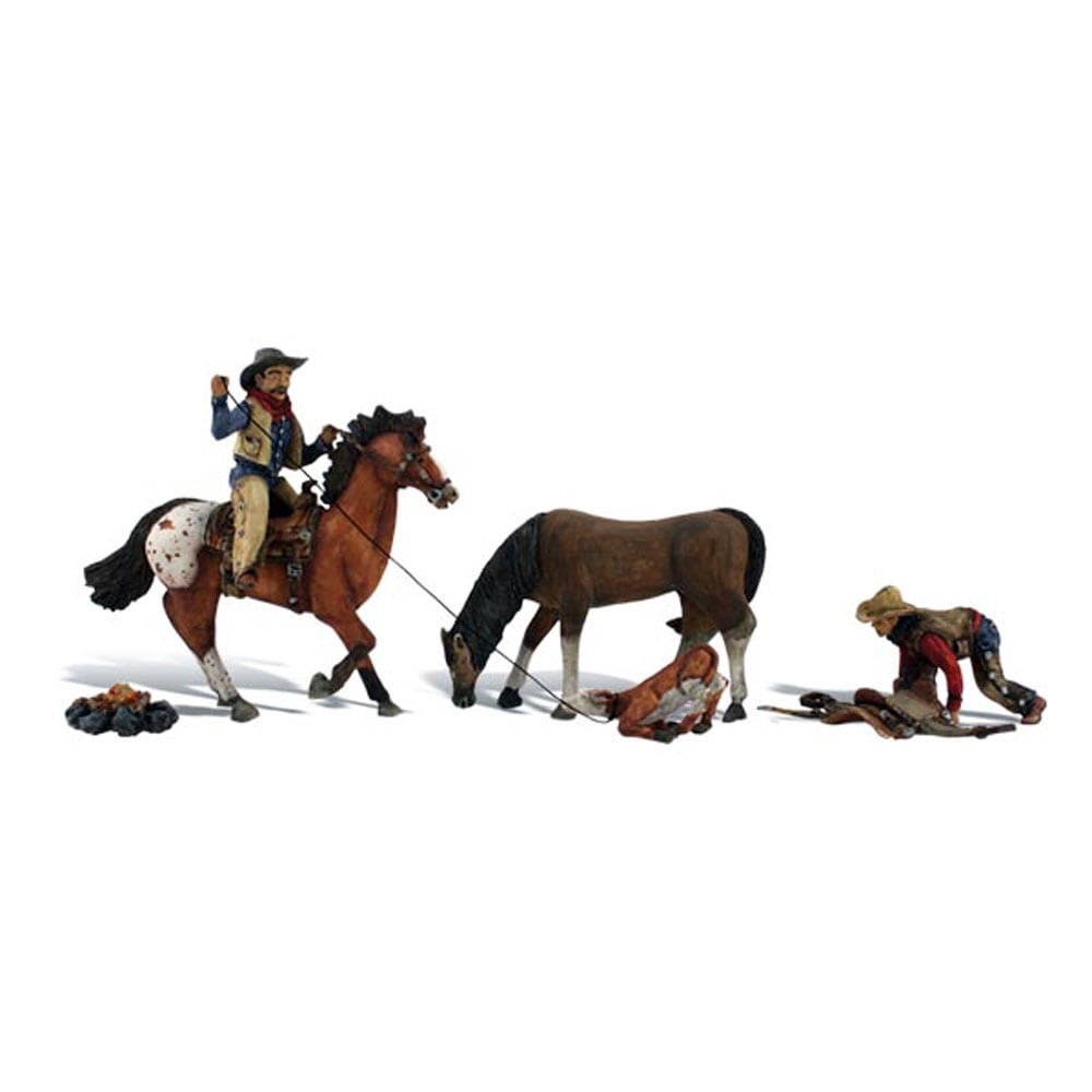 ドイツ　1940-50年代　ビンテージ　カウボーイ フィギュア 馬に乗ったカウボーイ ：ウッドランド 塗装済完成品 HO(1/87) 1940