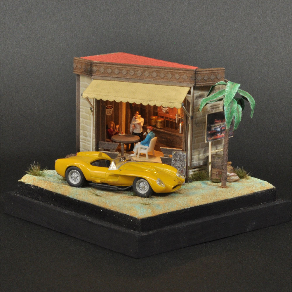 90ミリキューブミニチュア 「フェラーリとcafe」 ：太郎 塗装済完成品 