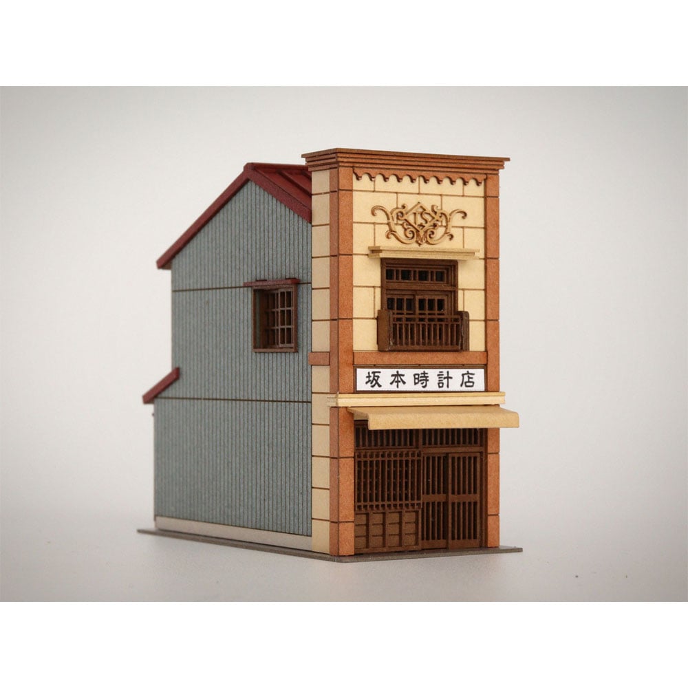 3軒続きの看板建築A カラーVer. ：梅桜堂 N(1/150) 未塗装キット