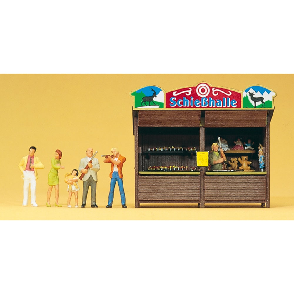 リピーター専用✨鉄道✨SPハイクオリティジオラマ✨特別オーダー製作✨台座セット❗ 遊園地の屋台 射的場 ：プライザー 塗装済完成品 HO(1/87) 24694