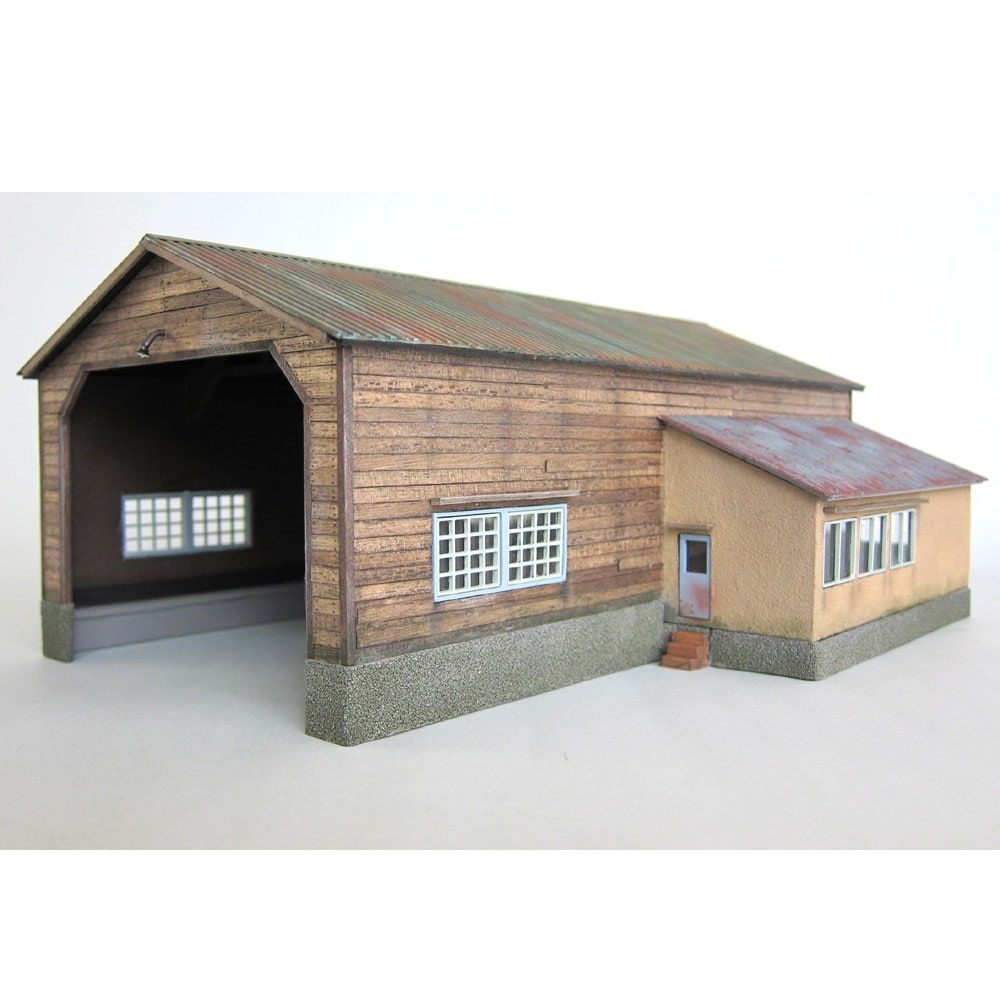 地鉄の木造2線車庫 ：匠ジオラマ工芸舎 塗装済完成品 HO(1/80