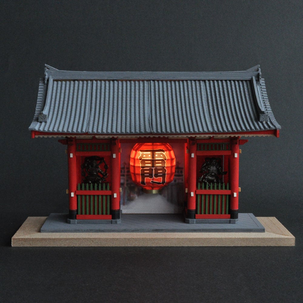 3F 【精巧】浅草寺 雷門 1/50スケール 木製模型 完成品 縁起物