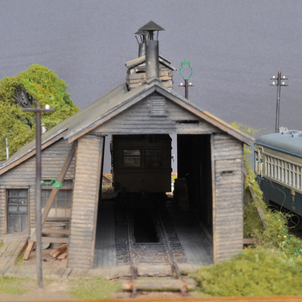 「木炭ガス汽動車 茨城交通ケハ2 常総筑波キハ41002」 HO(16番)レイアウト・セクション ：西村慶明 塗装済完成品 1/80 完成