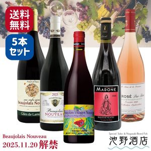 【解禁日前日発送予定】 ボジョレー・ヌーヴォー2025 ヴィラージュ2種を含む赤ワイン5種 飲み比べセット【送料無料】(※一部地域加算あり)