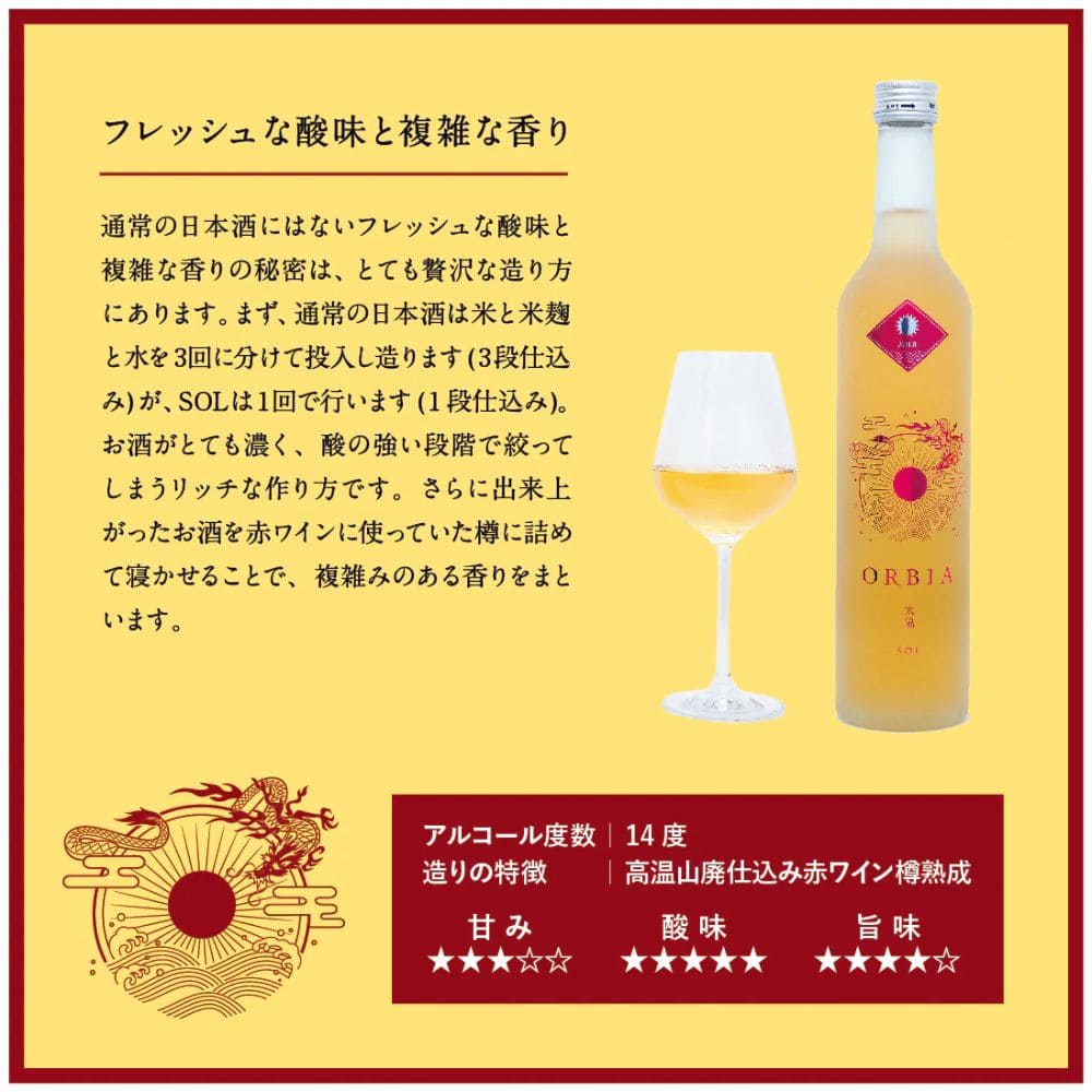 WAKAZE ワイン樽熟成日本酒 ORBIA SOL 500ml