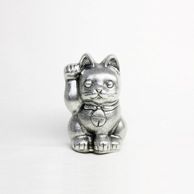 薩摩錫器 錫 置物 招き猫 181B-1 岩切美巧堂　代引不可|錫の縁起物|薩摩錫器