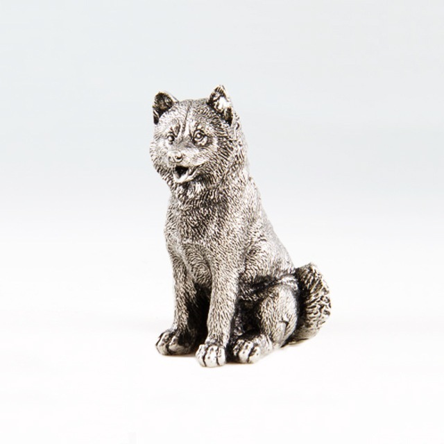 薩摩錫器 錫 置物 犬 186C-11 岩切美巧堂　代引不可|錫の縁起物|薩摩錫器