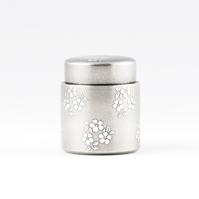  受注生産  薩摩錫器 錫 茶筒 桜 90g 18 岩切美巧堂　代引不可|茶器|薩摩錫器