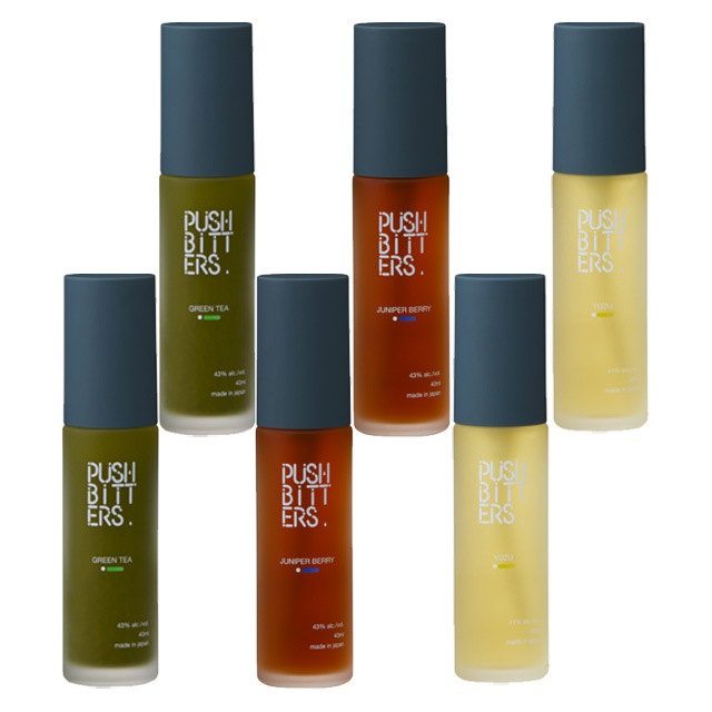 【送料無料】PUSHBITTERS YUZU・JUNIPER BERRY・GREEN TEA （プッシュビターズ） 40ml×各2本 計6本|酒類（その他）