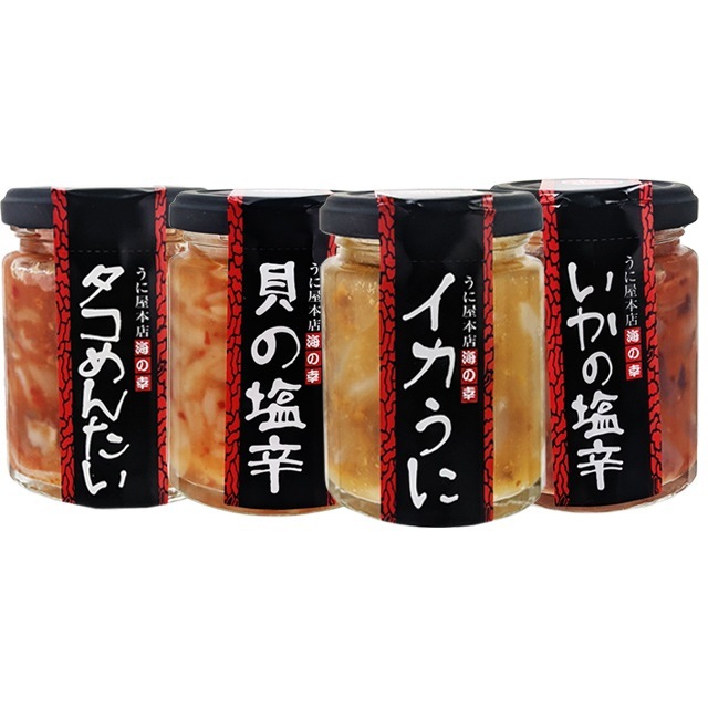 雲丹屋本店松岡　いかうに・イカ塩辛・タコ明太・貝の塩辛　120g×各5本　計20本　　メーカー直送　代引不可同梱不可