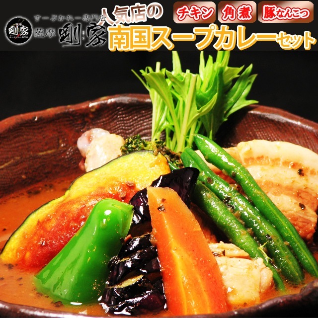 スープカレー 送料無料 剛家の南国スープカレー人気ランキング3食入×2セット 計6食 野菜付　メーカー直送 同梱不可代引不可 