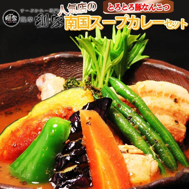 スープカレー 送料無料 剛家の南国スープカレーとろとろ豚なんこつ5食入 野菜付き　メーカー直送 同梱不可代引不可