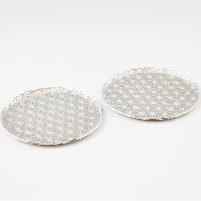 薩摩錫器 錫 切子大皿丸型 麻の葉 2枚セット 2020-1-B-2 代引不可　岩切美巧堂|花器・食器|薩摩錫器