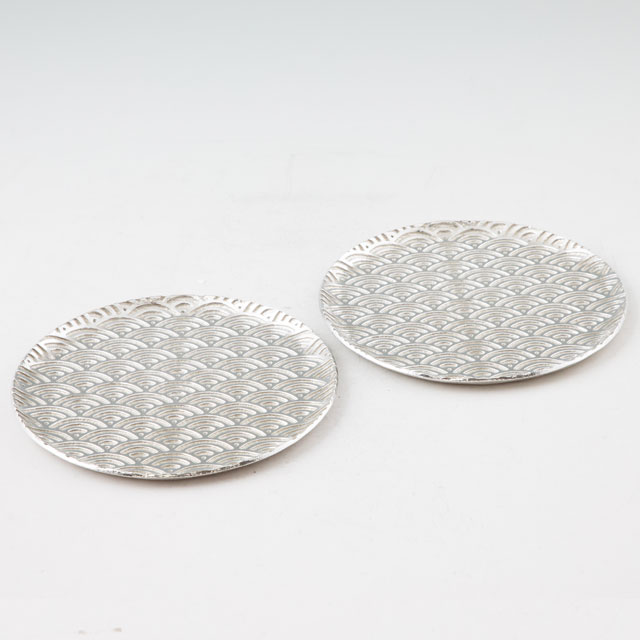 薩摩錫器 錫 切子大皿丸型 青海波 2枚セット 2020-2-B-2 代引不可　岩切美巧堂|花器・食器|薩摩錫器