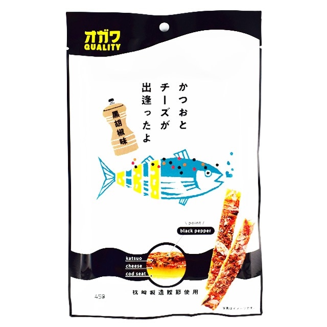 オガワ食品　かつおとチーズが出逢ったよ　黒胡椒味　45g　おつまみ　珍味