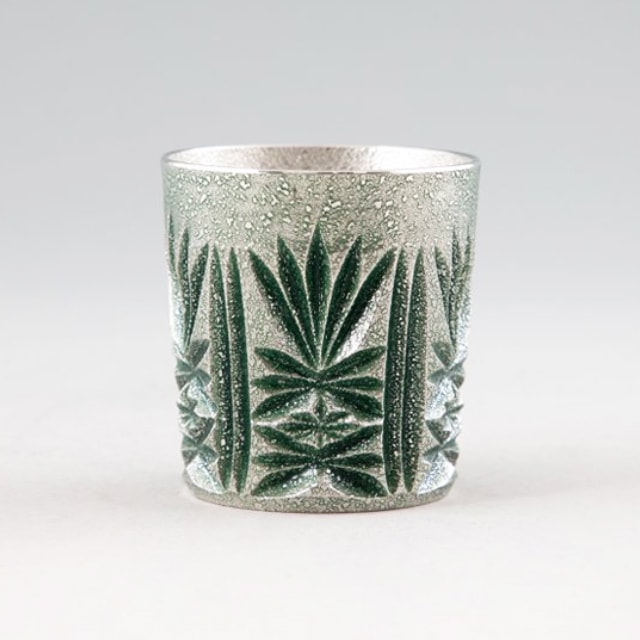 薩摩錫器 錫 切子オンザロック 緑漆加工 200ml 155-1　岩切美巧堂　代引不可|酒器|薩摩錫器